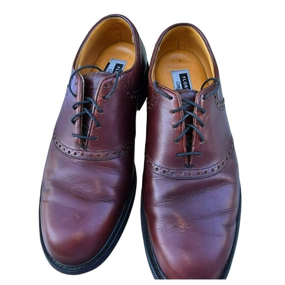 Florsheim Mens Burgundy Leather Wingtip Oxfords Size 9D Comfortech Vibram JJ4144 - Picture 7 of 7